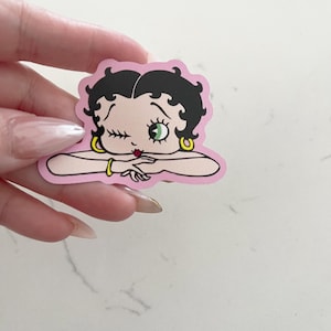 Betty Boop Sticker - Cute Stickers, Winking Girly Cute Fun Decal for Laptops, Water Bottles - Vintage Cartoon Art
