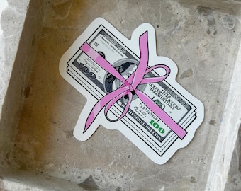 Adesivo Pink Money - Decalcomania in vinile estetica per laptop, planner e Manifestation, Girly Luxe, Manifestation Queens