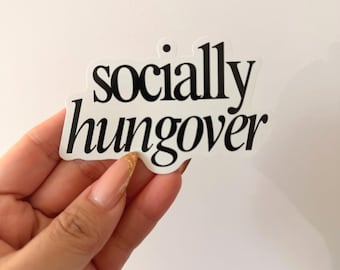 Socially Hungover Sticker Funny Introvert Quote Vinyl Decal for Water Bottles, Laptops, Journals & More | Relatable Mental Recharge Sticker