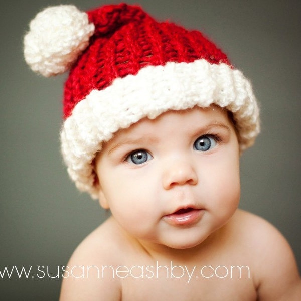 Santa Claus Soft Knit Baby Hat 6-12 Month Size for Christmas