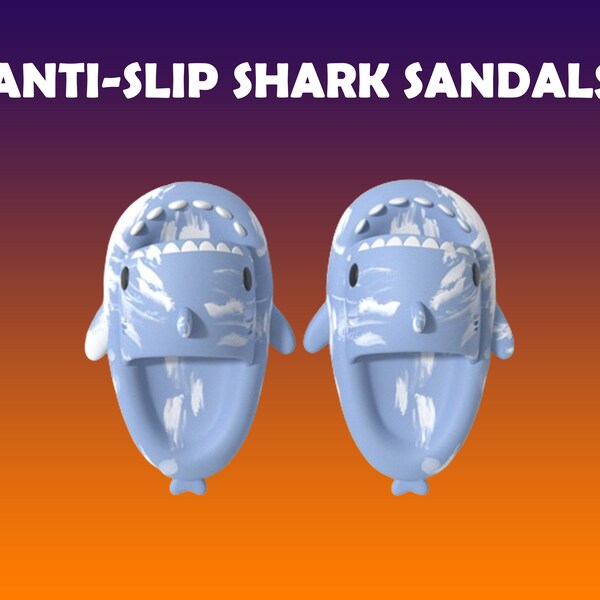 Sandali antiscivolo Shark, pantofole casual Baby Shark modello HSN606 - blu