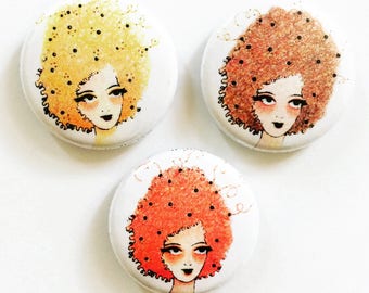 Lady Curls - Art Button Set