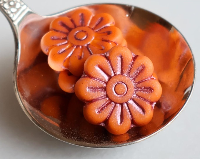 4 Czech Glass Picasso Flower Bead - 18mm Large Flower Bead - Sonoran Sunset Bloom