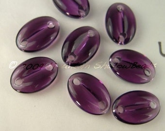 8 Vintage 15mm Swarovski Glass Art Bead Coffee Bean Shaped Beads Amethyst (BX 9 - 5)
