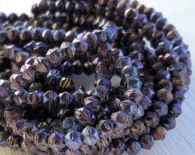 3mm English Cut Beads - Matte Iris Blue - Glass 50 pcs