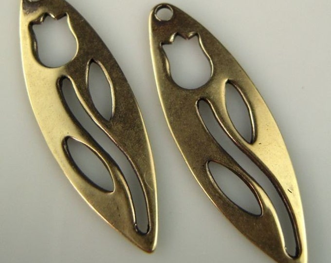 2 Brass Tulip Pendant Antique Gold (BX 8 - 26)
