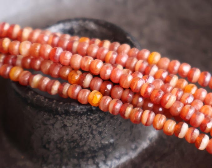 Czech Glass Beads 50 - 2x3mm Rondelle Carnelian Glass Bead