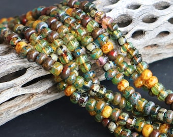 Czech Picasso Aged Multi Color Picasso Striped Seed Bead Mix Size 6/0 - (CPS - 104)