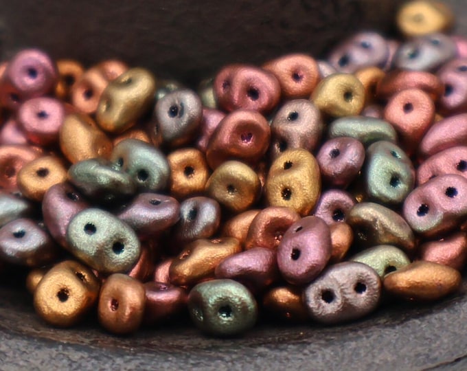 Super Duo Czech Glass Beads - 2 Hole Bead- Matte Metallic Bronze Iris (BX 9 - 30)