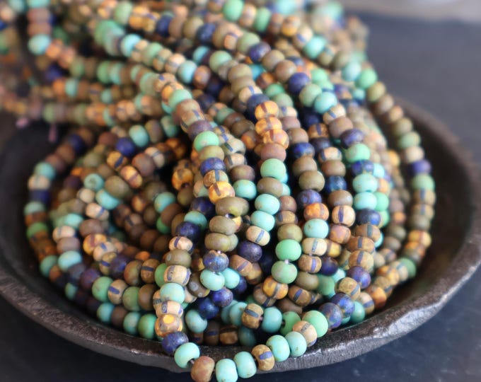 Turquoise Mesa Mix Czech Glass Picasso Aged Multi Color 3-4mm Picasso Seed Bead Mix Size 6/0