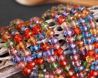 25 Czech Glass Gemstone Beads 4x6mm Copper Multi Color (BX 11 - 24)