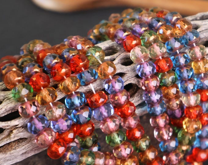 25 Czech Glass Gemstone Beads 4x6mm Copper Multi Color (BX 11 - 24)