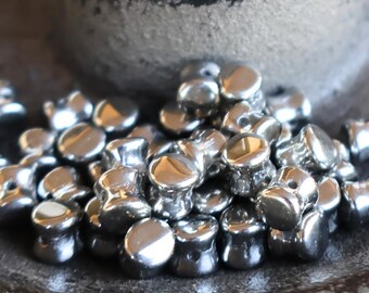 Czech Glass Bead - Hematite 6mm Pellet Bead - 40 pcs (BX 10 - 20)