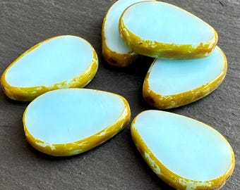 Czech Picasso Bead Table Cut Drop Czech Glass Beads 18mm Opaque Pale Blue Picasso Beads 6 BX 9 - 29