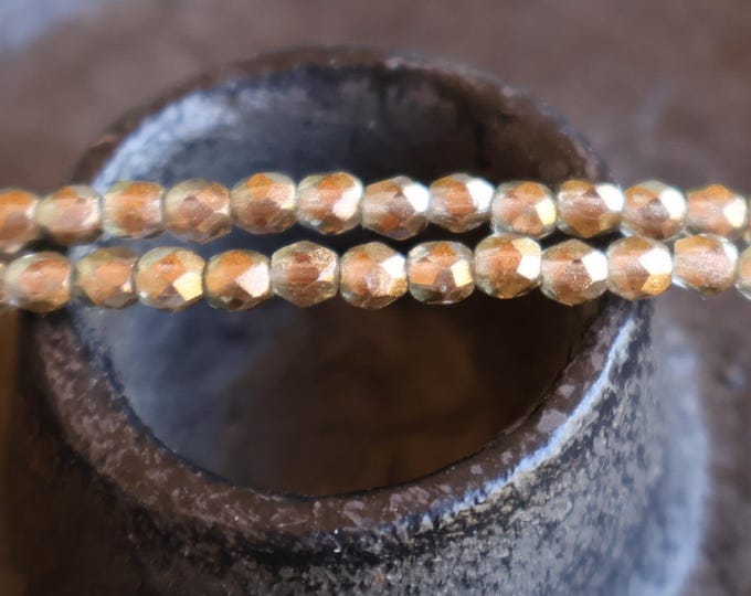 3mm Czech Beads Halo Linen Fire Polished Faceted Glass Beads 50 pcs