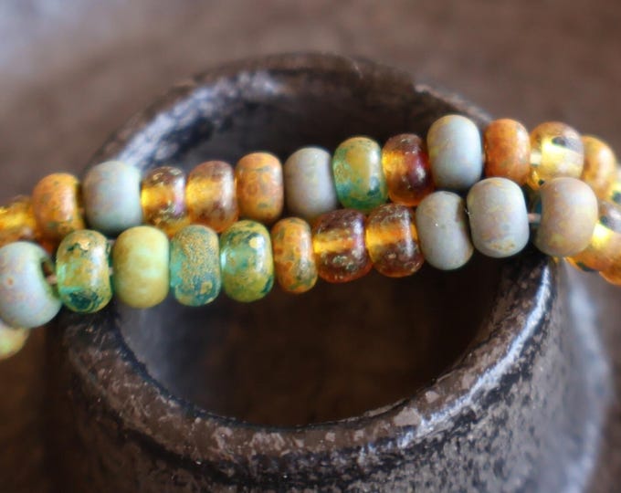 Juniper & Amber Matte Czech Picasso Aged Striped Seed Bead Mix 5mm