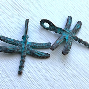 Mykonos Greek Metal Dragonfly Charm - 29x25mm Green Patina (BX 7 - 12) Jewelry and Beading Supplies