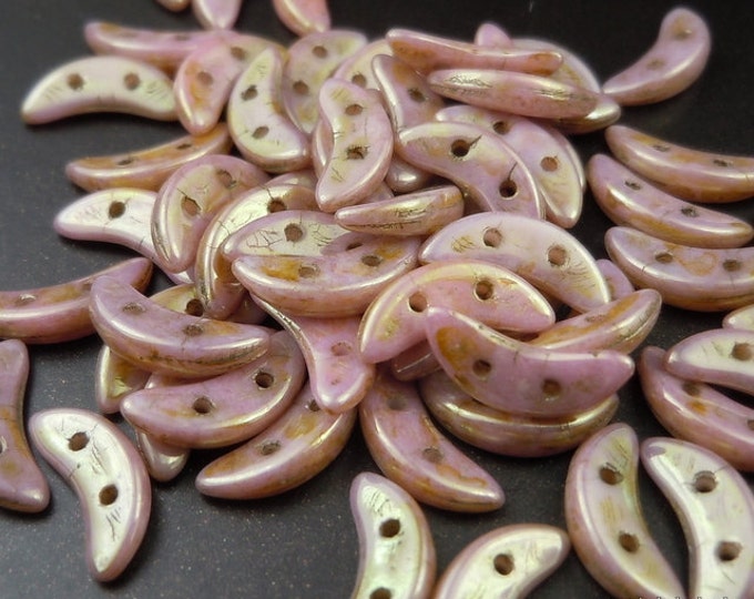 CzechMates 10mm Crescent Bead - 2 Hole Luster Opaque Rose Luster (BX 1 - 15)