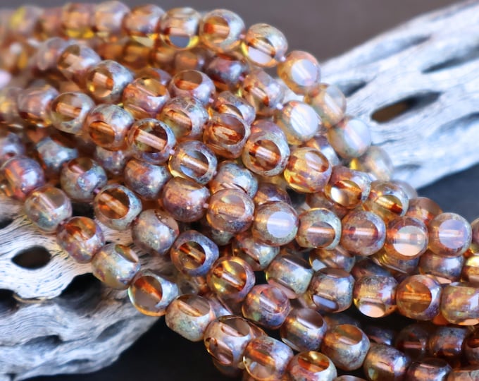 Full Strand 25 Czech Fire Polished Glass Facet Tri Cut Beads Alexandrite Picasso - 4 - 9