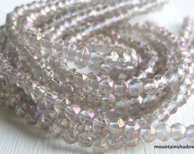 50 Czech Glass Beads - 3mm English Cut Nugget Bead Black Diamond Luster 4 - 9