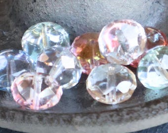 10 Czech Glass Beads 11mm Faceted Rondelle Light Luster Mix (BX 11 - 24)