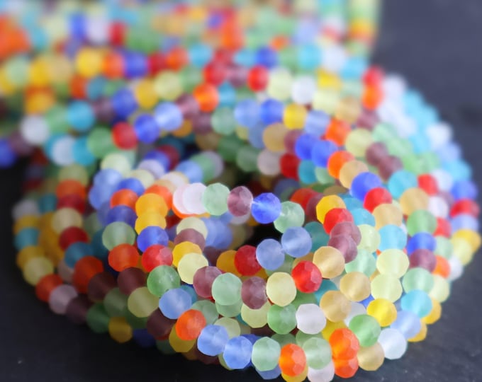 Matte Carnival Mix - 4mm Matte Crystal Faceted Round Bead