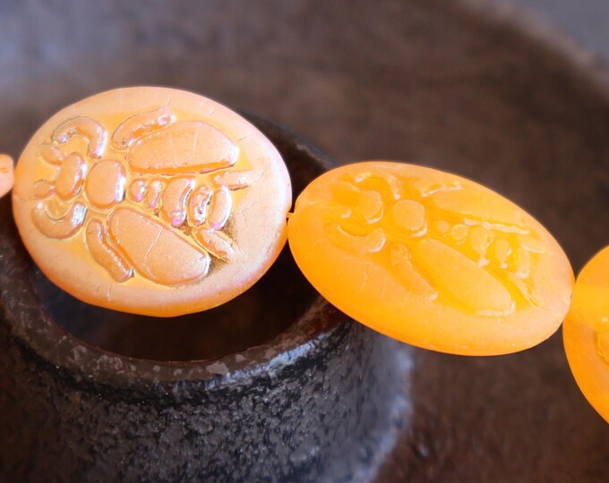 Bee Bead Czech Pressed Glass 18mm - Matte Creamsicle AB Finish