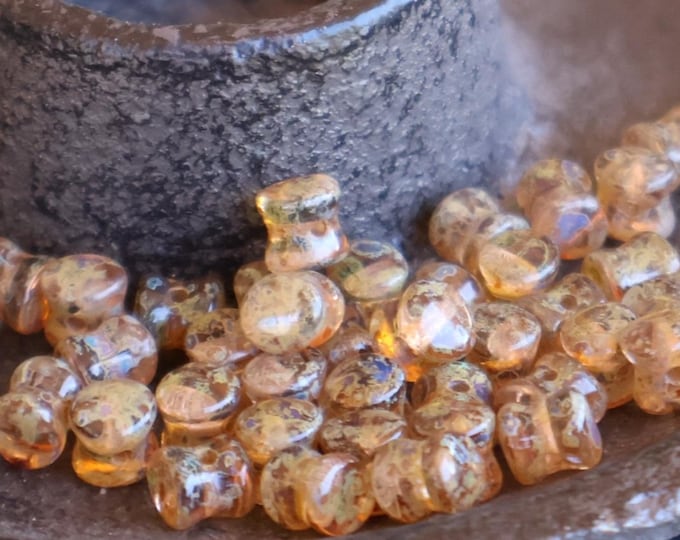 Czech Glass Bead - Crystal Picasso 6mm Pellet Bead - 40 pcs