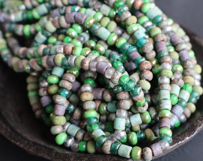 Matte Juniper Canyon Picasso Assortment Czech Glass Silver Picasso Aged Multi Color 3 - 4mm Picasso Seed and Bugle Bead Mix Size 6/0