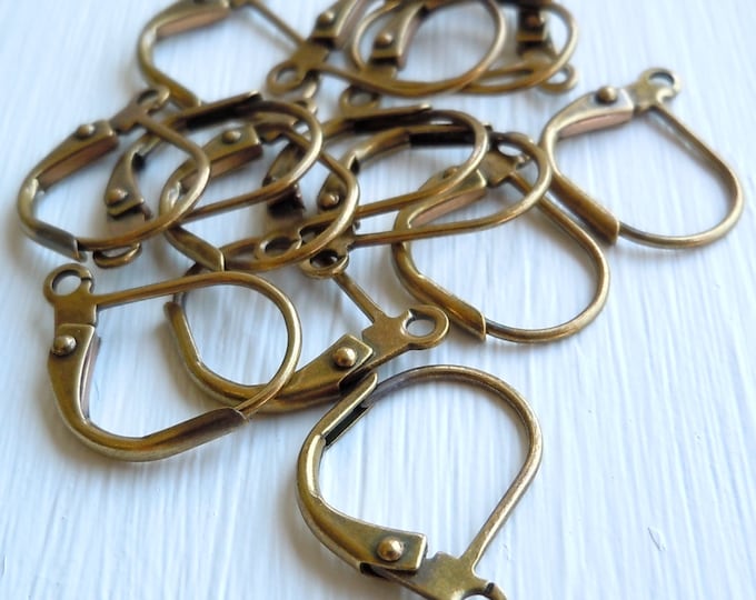 Antique Brass Leverback Ear Wires - 10 pcs