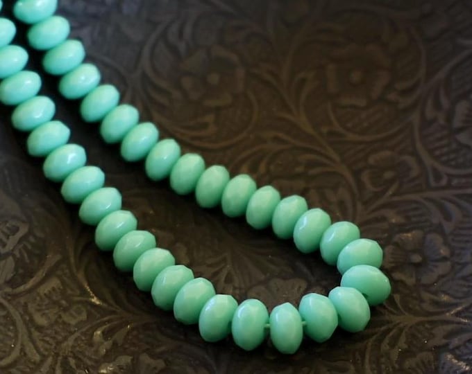 3x5mm Czech Glass Faceted Rondelle Beads Opaque Turquoise - 50 Beads (BX 9 - 5)