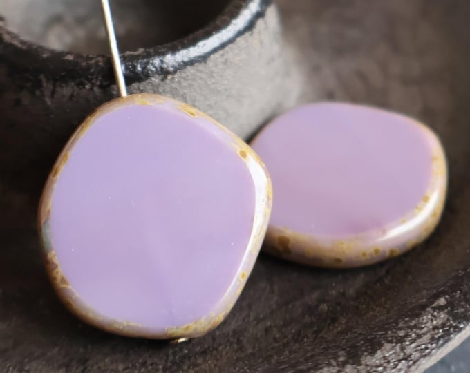 Czech Picasso Beads - X Large Coin Opaque Purple Table Cut 21mm - 2  BX 10 - 20