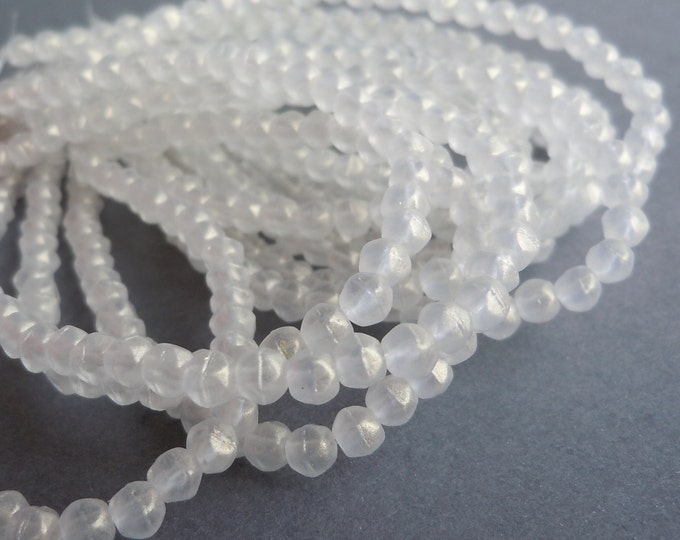 3mm English Cut Beads - Sueded Gold Crystal - Czech Glass Beads - 50 pcs 4 - 9 Beads for Jewelry Making