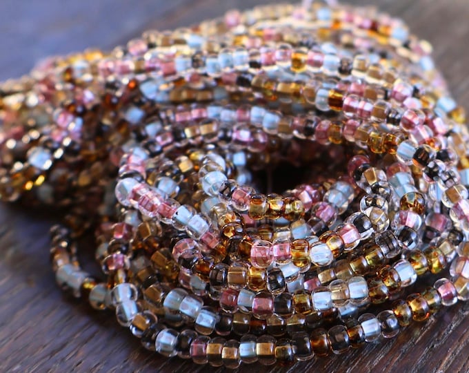Czech Picasso Aged Multi Color Seed Bead Mix Size 6/0 - (CPS - 106) Jewelry and Beading Supplies, Crystal, Pink, Blues, Brown, Topaz