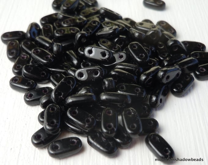 Czechmates Bar Bead - Czech Glass Bead Jet - 10 grams