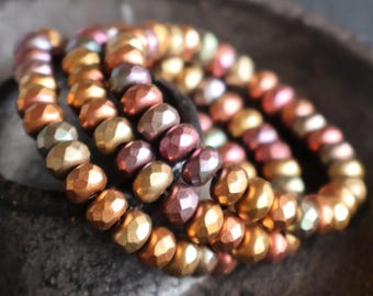 Czech Glass Rondelle Beads 3x5mm Bronze Iris 30 pcs