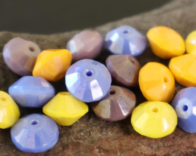 Czech Rivoli Bead - 9mm Multi Color Luster Mix - Czech Glass Beads - 10 pcs  9 - 27