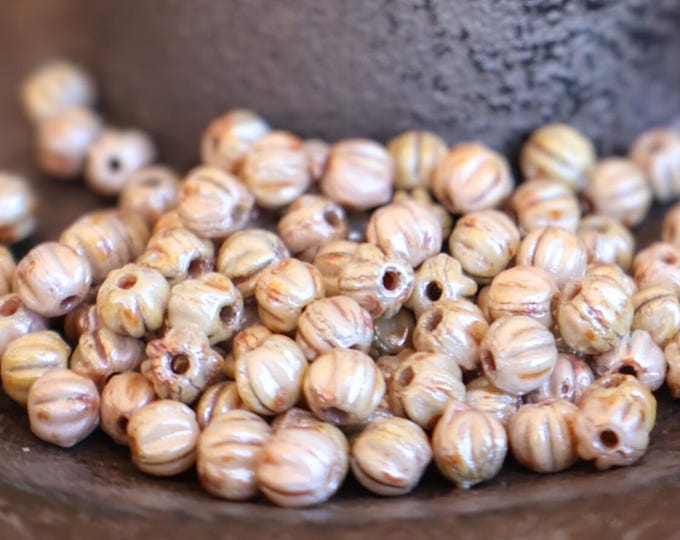 Melon Beads 3mm Czech Premium Czech Glass Luster - Opaque Ultra Luster Green - 100 beads (1 - 4)