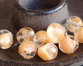 12 8mm Faceted Round Czech Beads Crystal Cream Beige 12 - 31