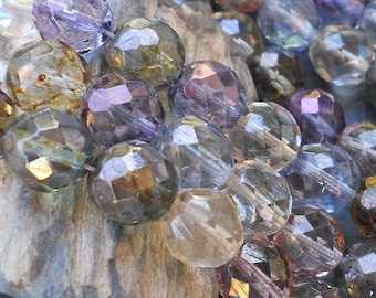 8 Firepolished Faceted 12mm Luster Assortment  Czech Glass Beads BX 11 - 24