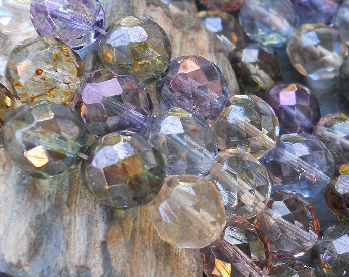 8 Firepolished Faceted 12mm Luster Assortment  Czech Glass Beads BX 11 - 24