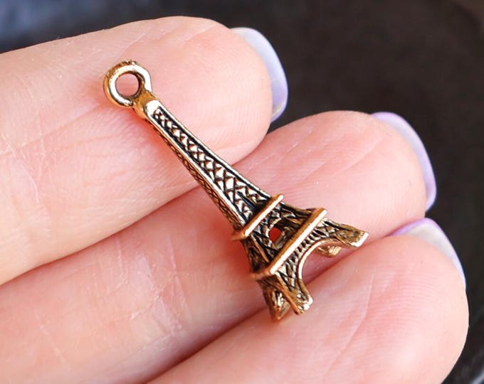 Eiffel Tower Pewter Charm - Antique Brass 24mm Charm (BX 9 - 29) Jewelry and Beading Supplies