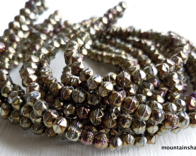 English Cut Beads - 3mm English Cut Nugget Bead Iris Brown 50