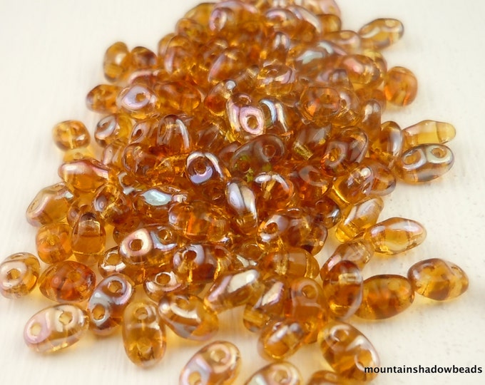 MiniDuo Seed Beads Topaz  Celsian2 Hole Beads  2x4mm - 2.5" Tube