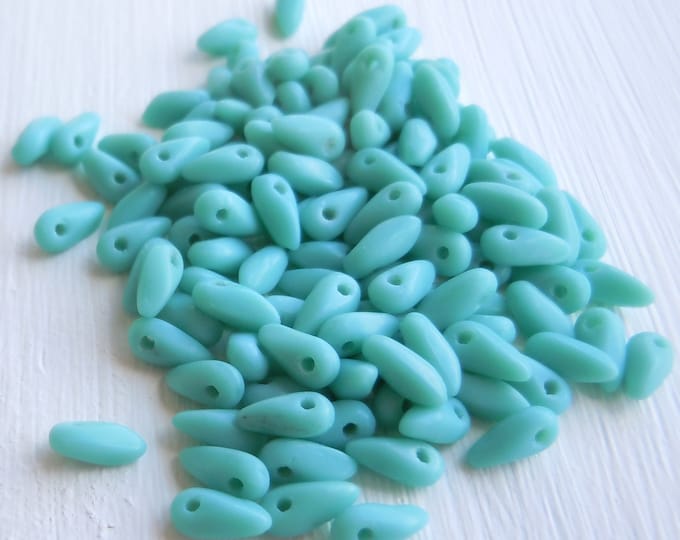 6mm Mini Dagger Czech Glass Beads - Matte Turquoise (BX  9 - 27)