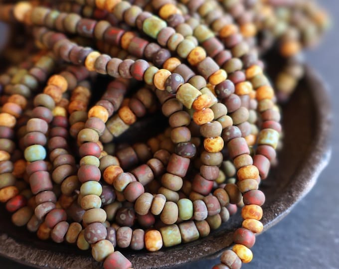 Ancient Earth Treasures Czech Picasso Aged Multi Color Picasso 3-4mm Seed Bead Mix Size 6/0