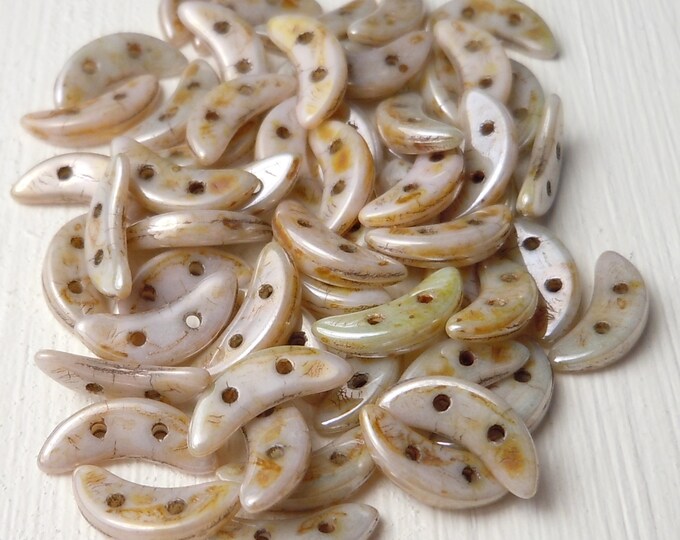 CzechMates 10mm Crescent Bead - 2 Hole Luster Opaque Ultra Luster - 10 grams (BX 1 - 15)