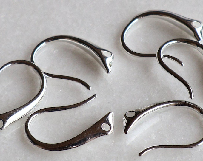 Silver Plate Hook Ear Wires - Ear Wires - Earring Findings 6 pcs