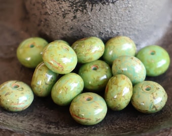 8mm Czech Glass Beads Pressed Glass Rondelle Turquoise Picasso - 12 - 5