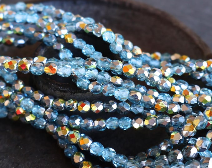 Full Strand Czech Firepolished Faceted 4mm Icy Aurora 50 (BX 8 - 26)